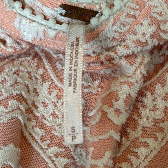 Free People Women's Peach White Embroidered Pattern Mini Fitted Dress - Picture 3 of 9